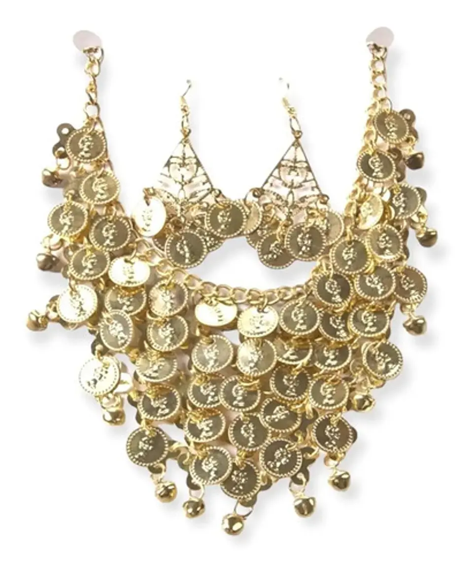 Collar Aretes En Forma De Moneda Forma De Gitana En Espiral 3