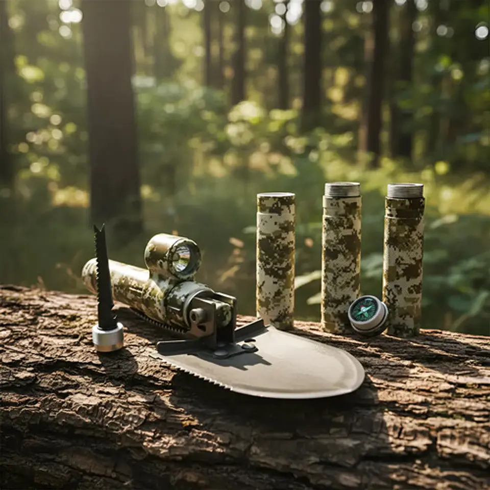 Pica Y Pala Camping Kit De Supervivencia Plegable Con Maleta 1