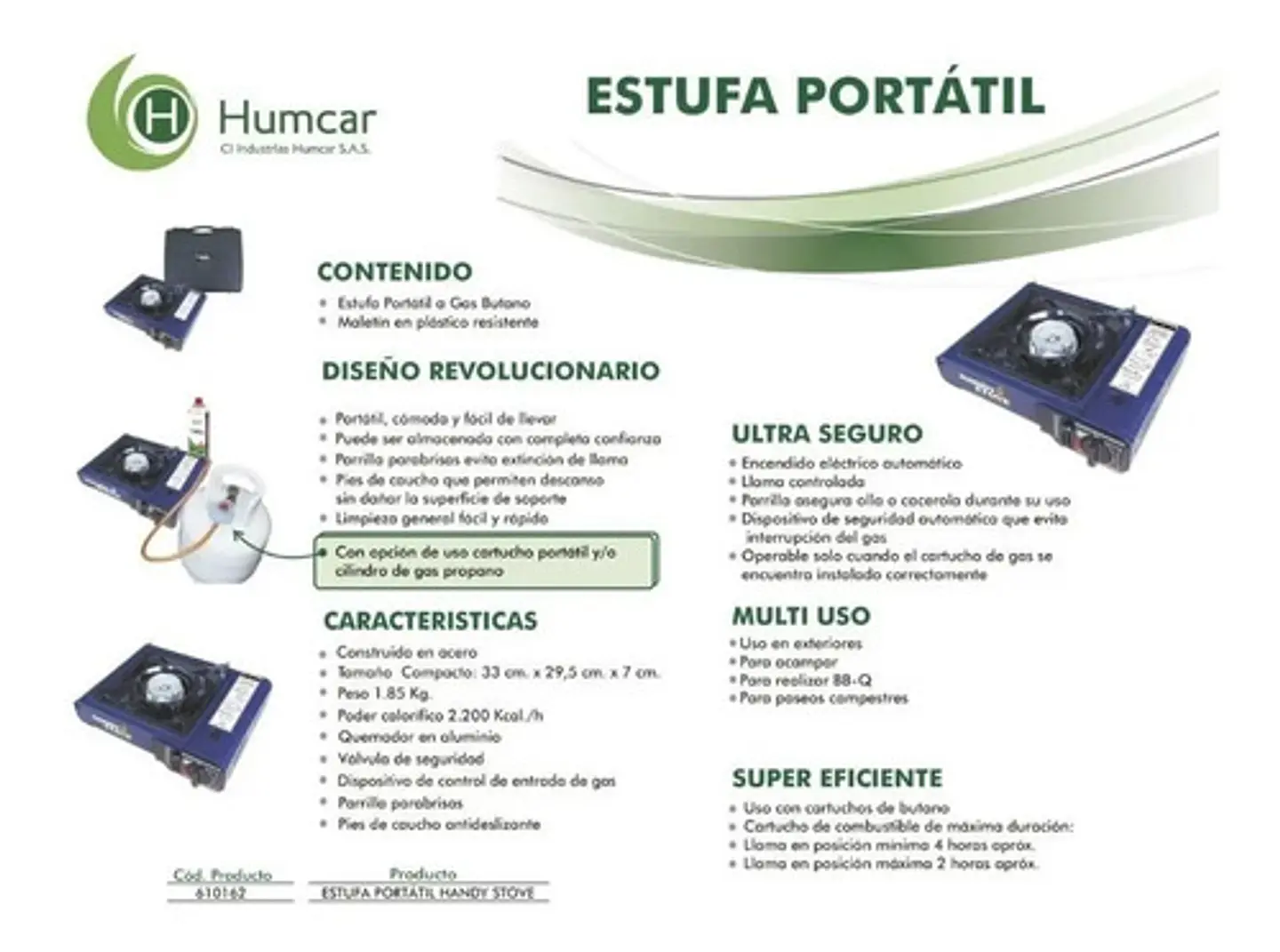 Estufa Gas Portable Camping Butano 4 Tanques Cocina Chispaut 7