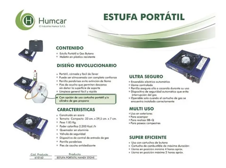 Estufa Gas Portable Camping Butano 4 Tanques Cocina Chispaut 7
