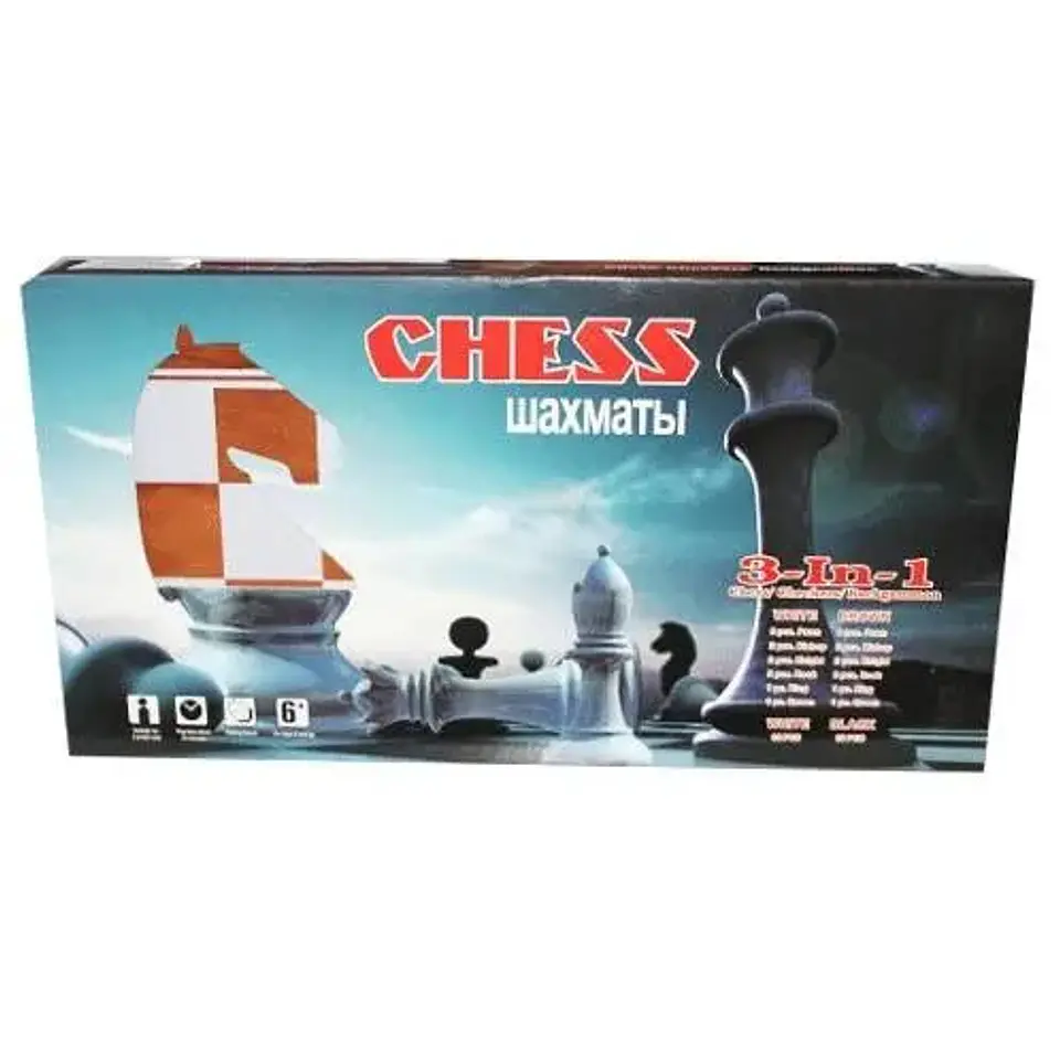 Ajedrez Juego 3 En 1 De Mesa Madera  34 X 34 Chess 8102 2