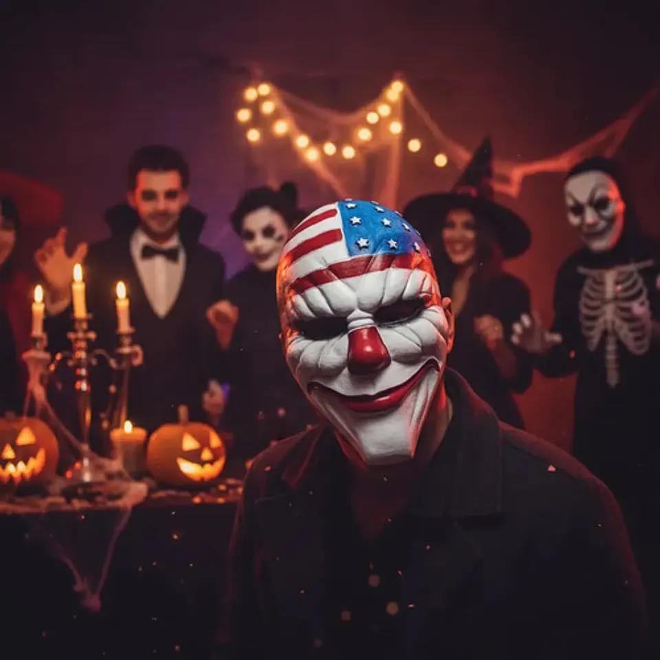 Máscara La Purga Payaso Ref 9002 Halloween Bandera Ameri Color Blanco 3