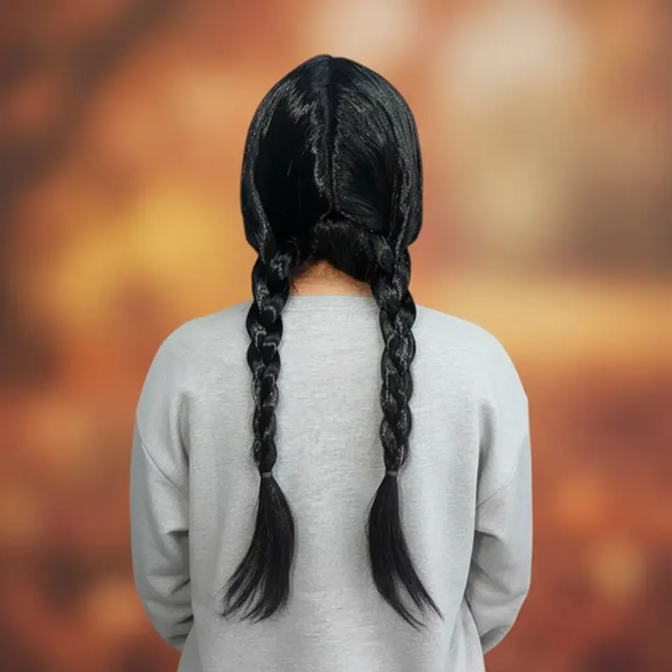 Peluca Larga Trenzas Halloween Fiesta Disfraz Pm-44907 1