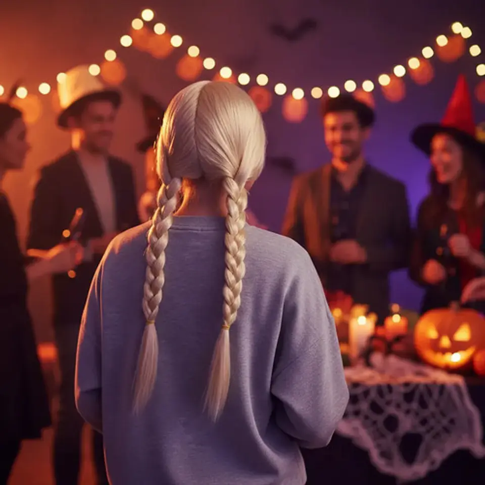 Peluca Larga Trenzas Halloween Fiesta Disfraz Pm-44907 7