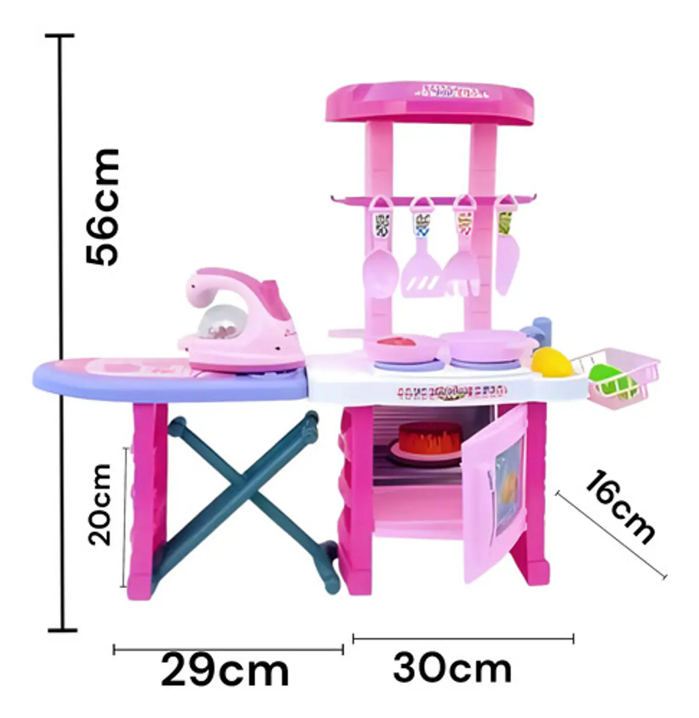 Cocina Infantil Luz Sonid Niña Kitchen Mesa Planchar 018-23 Liso Rosa 4