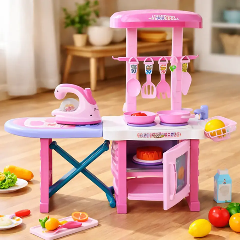 Cocina Infantil Luz Sonid Niña Kitchen Mesa Planchar 018-23 Liso Rosa 5