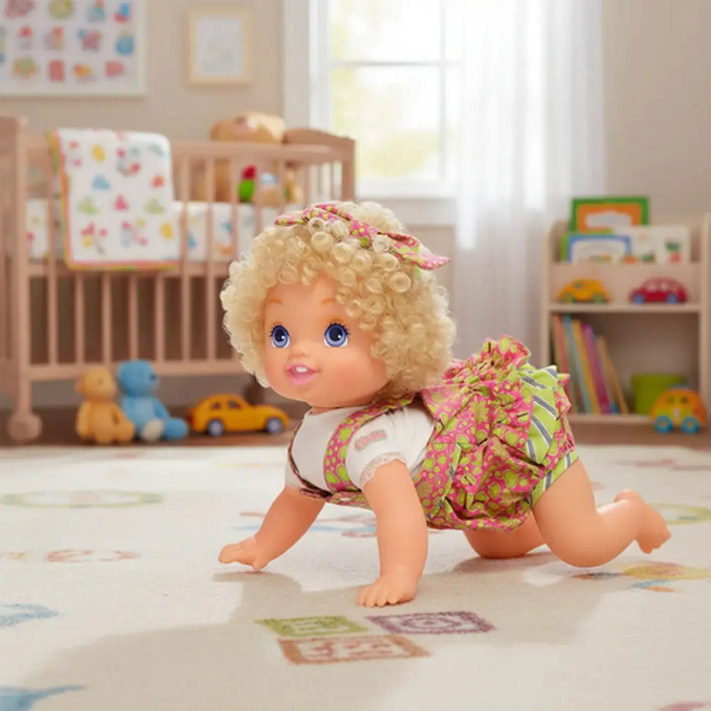 Muñeca Interactiva Con Sonido, Ríe. Gatea, Accesorios 1