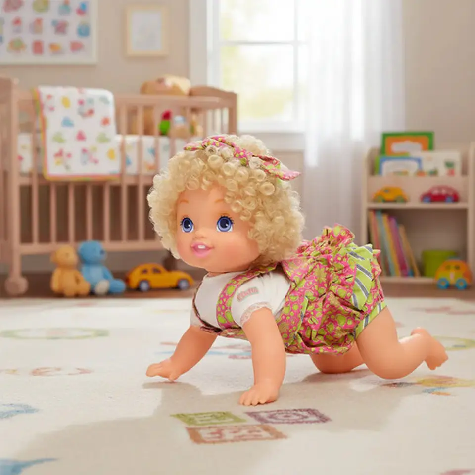 Muñeca Interactiva Con Sonido, Ríe. Gatea, Accesorios 1
