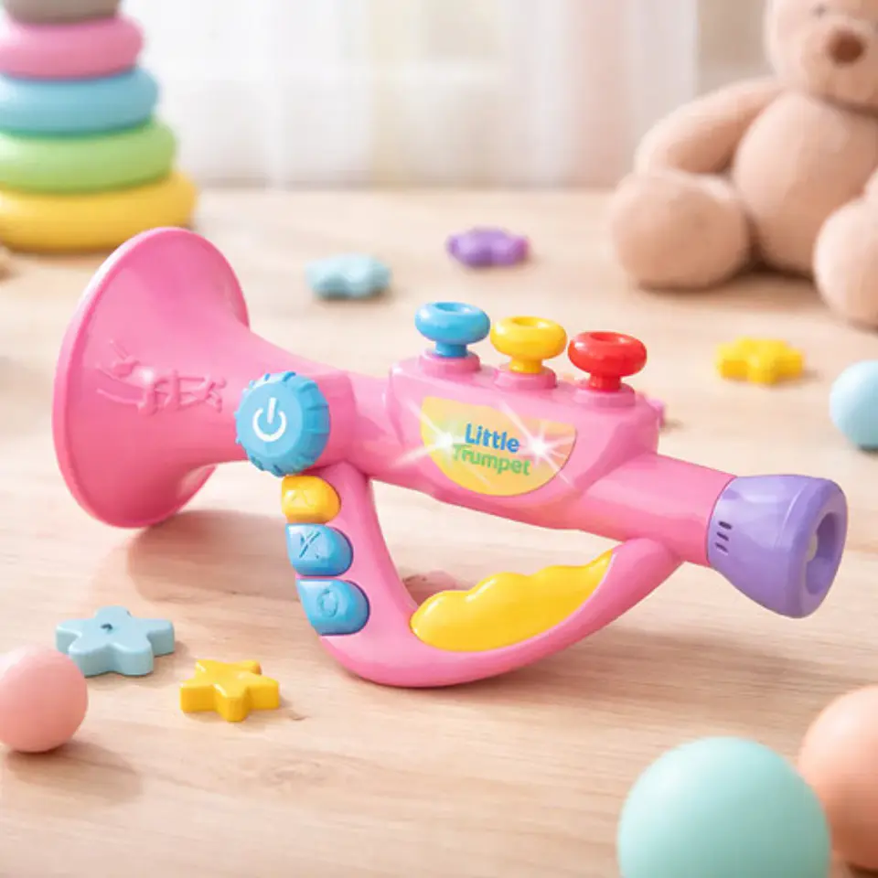 Trompeta Musical Luces Sonido 1451582 Bebes Niños Wow Rosado 3