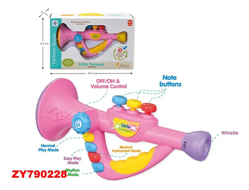 Trompeta Musical Luces Sonido 1451582 Bebes Niños Wow Rosado 4