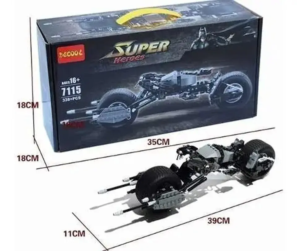Super Heroes Batman Bloque Motocicleta 338 Pcs 7115 Fichas 2