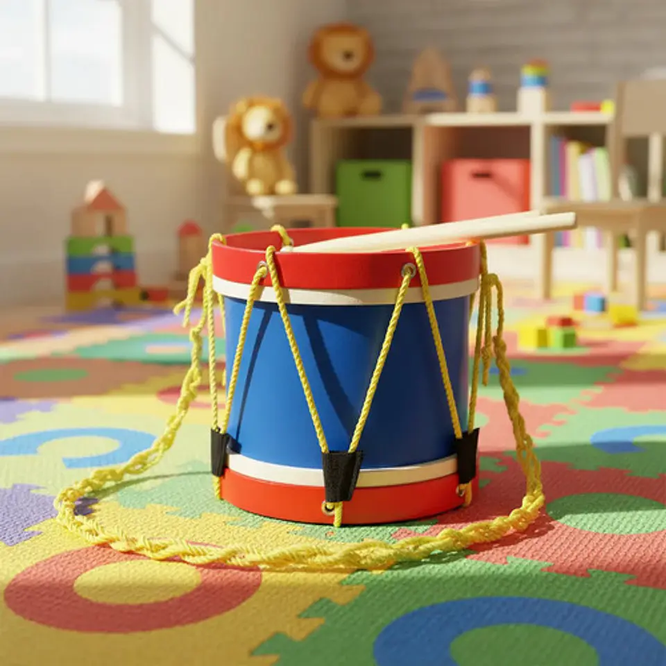 Tambor Musical Mediano Madera Para Niños Didactico 2