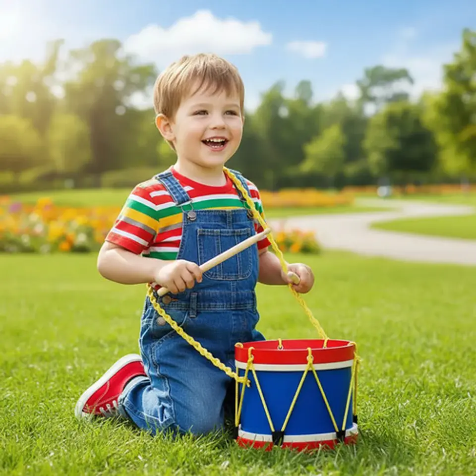 Tambor Musical Mediano Madera Para Niños Didactico 3