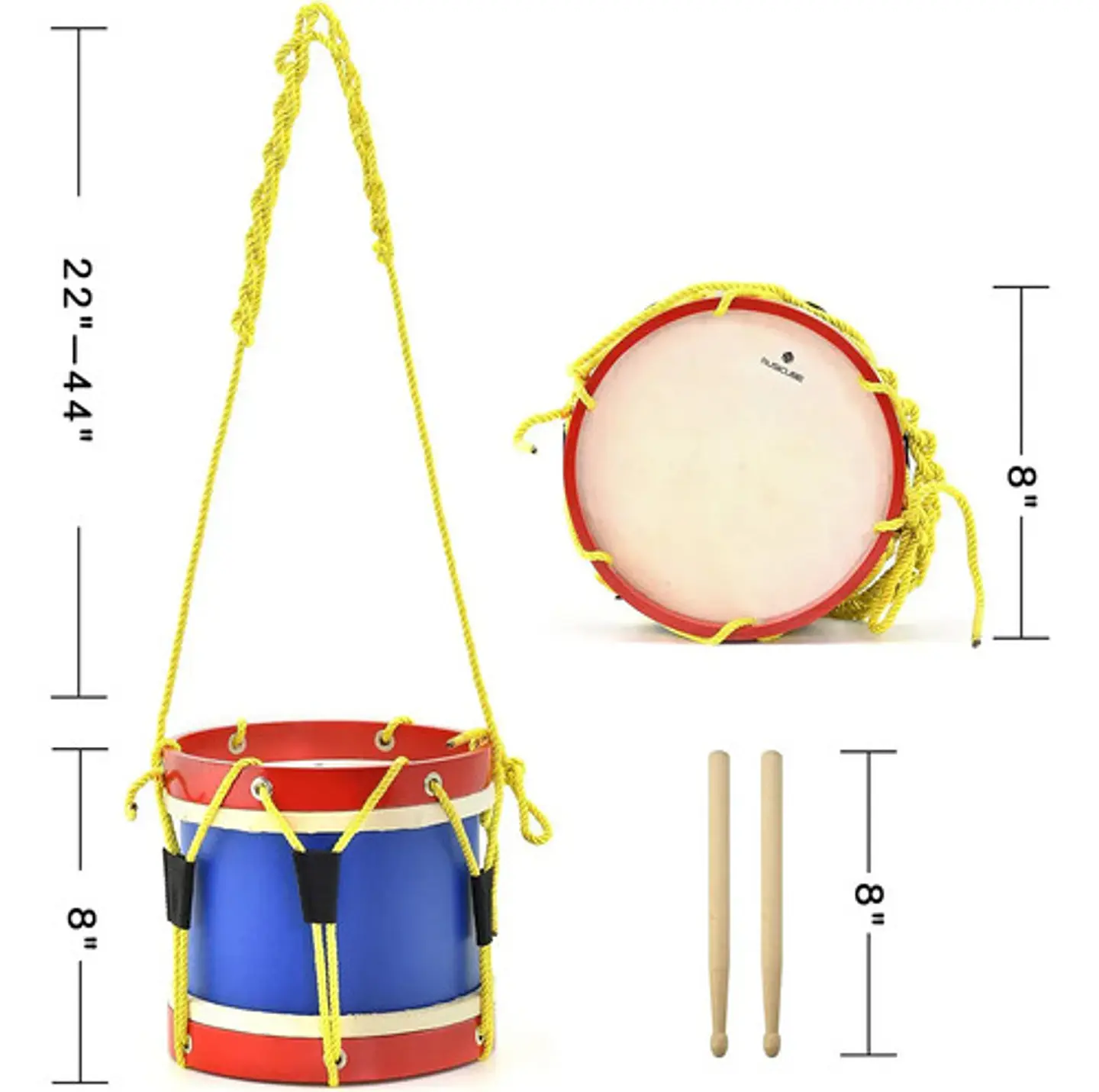 Tambor Musical Mediano Madera Para Niños Didactico 6