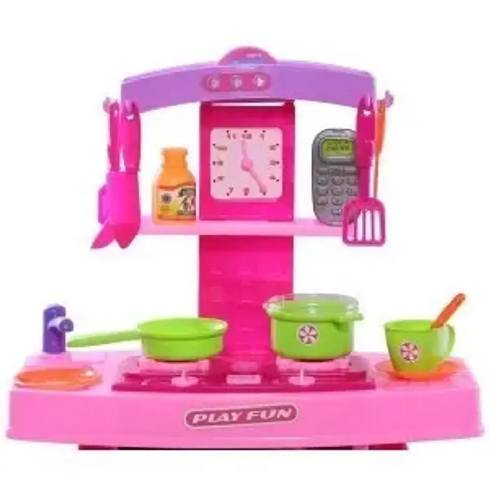 Cocinita Infantil Juguete Happy Chef 661-51 Rosa Con Sonido Y Horno 19 Accesorios 3