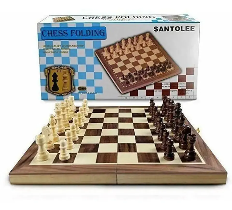 Tablero Ajedrez Plegable Santolee 29cm Juego De Mesa 28613 1
