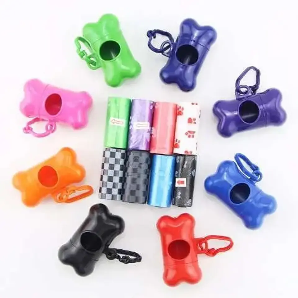 Mascotas Perros Aseo Dispensador Bolsas Popo Hueso Animales 4