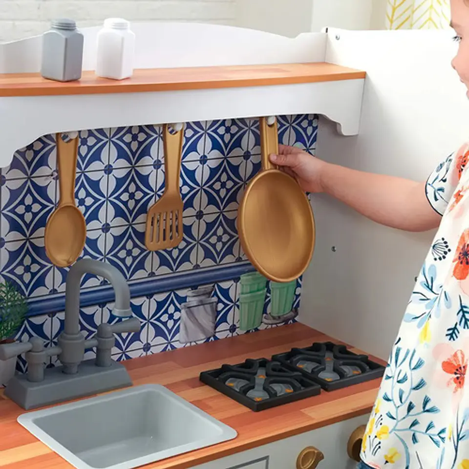 Kidkraft Cocina De Madera Mosaico Grande Vintage Blanca 6