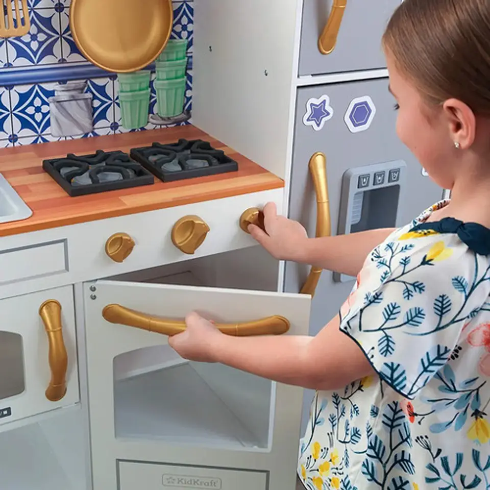 Kidkraft Cocina De Madera Mosaico Grande Vintage Blanca 7