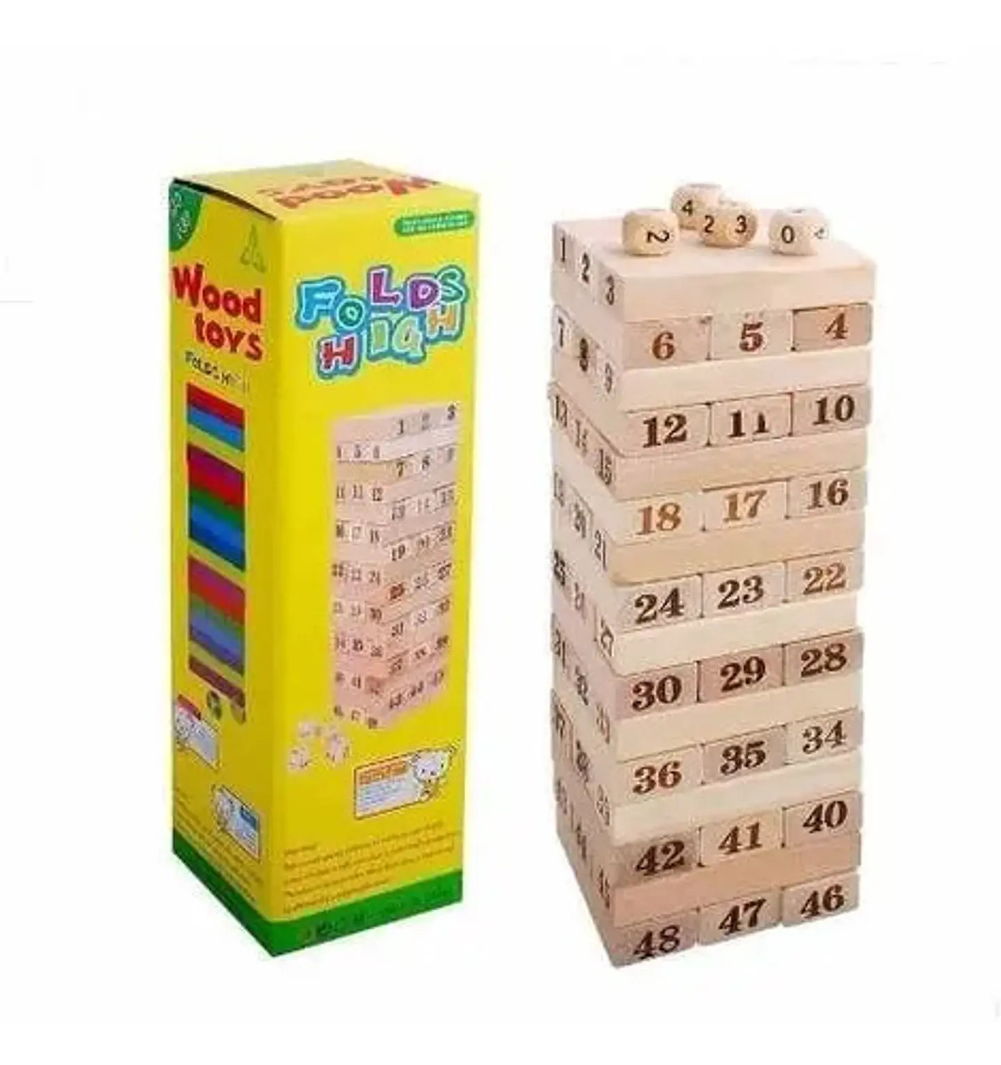 Torre Tipo Jenga Grande Madera Bloques 48pz Dados Juego Mesa 1