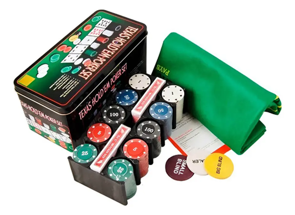 Set De Poker Texas 56258 200 Fichas Numeradas Plástico Tapete 55x90cm 1