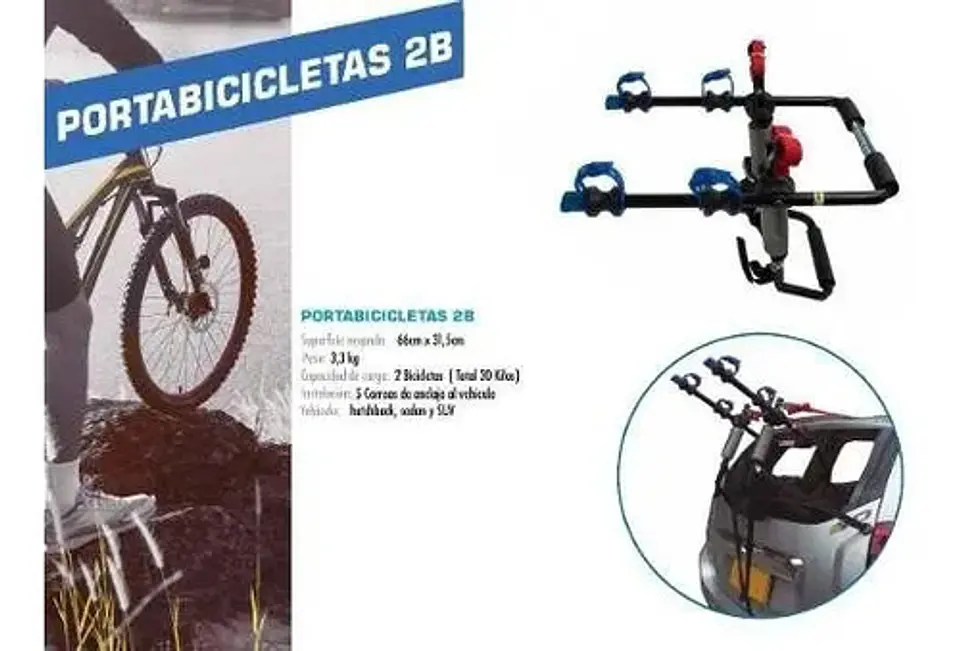 Porta Bicicletas X 2 Carrier Soporte Carro Ciclas Transporte Color Negro 5