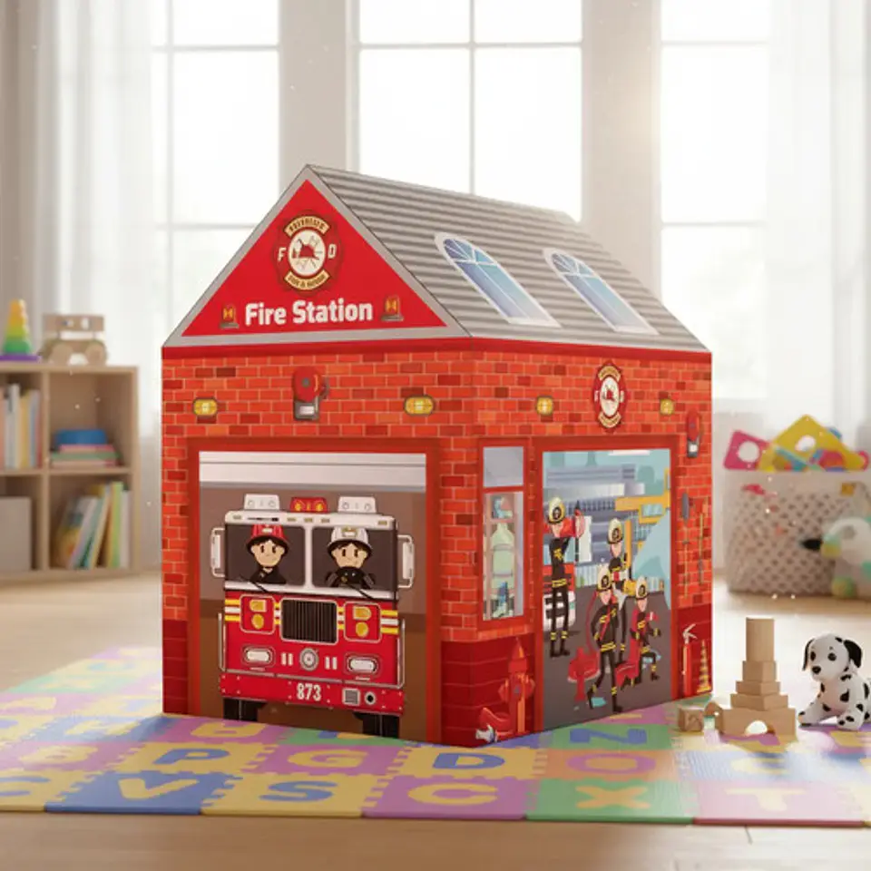 Carpa Casa Bombero Con Pelotero Distri Para Niños Interior/exterior 2