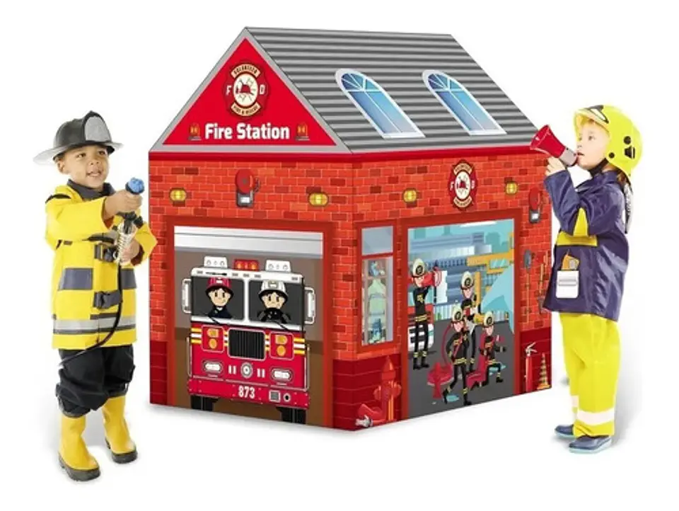 Carpa Casa Bombero Con Pelotero Distri Para Niños Interior/exterior 3