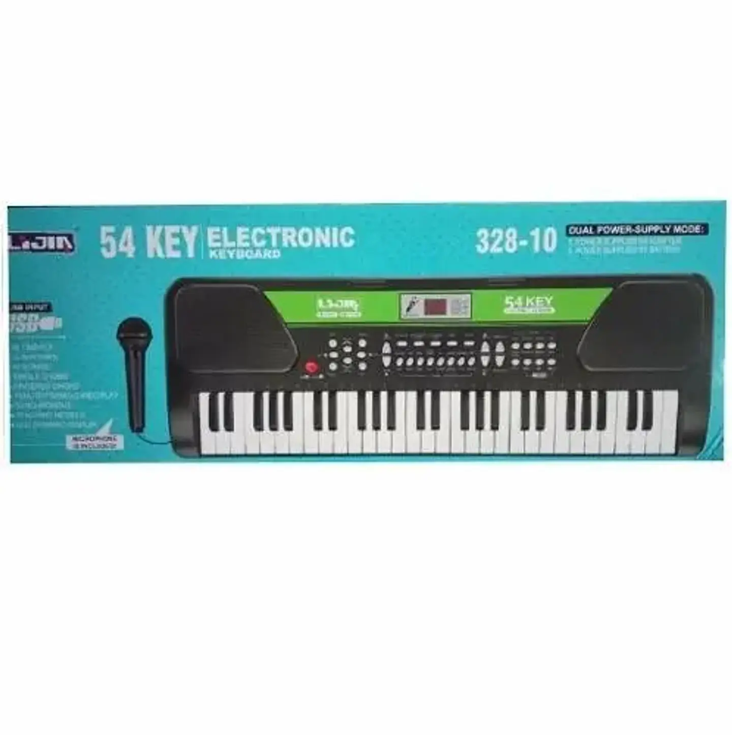 Piano Organeta Eléctrica Micrófono Usb 328-10 Musical Negro 2