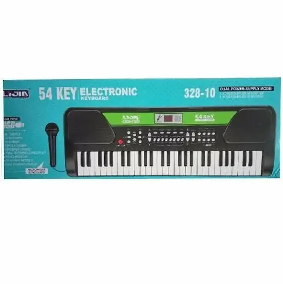 Piano Organeta Eléctrica Micrófono Usb 328-10 Musical Negro 2