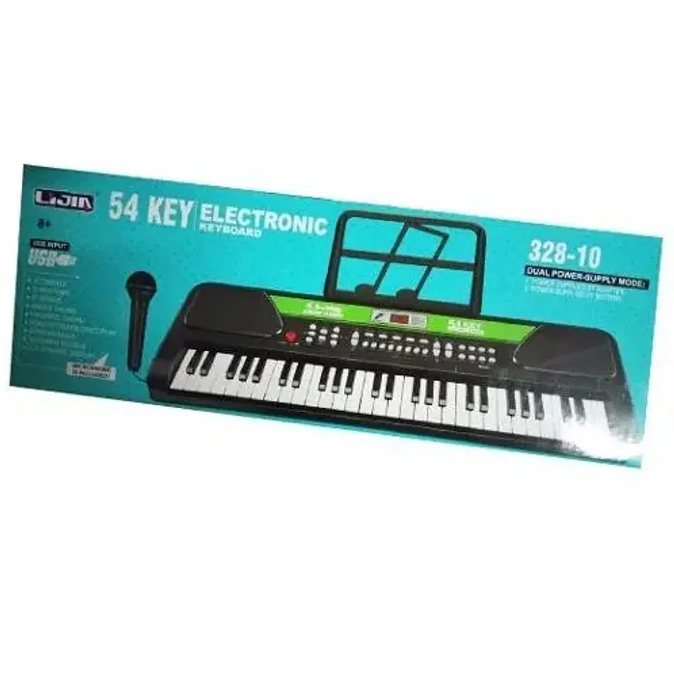 Piano Organeta Eléctrica Micrófono Usb 328-10 Musical Negro 3