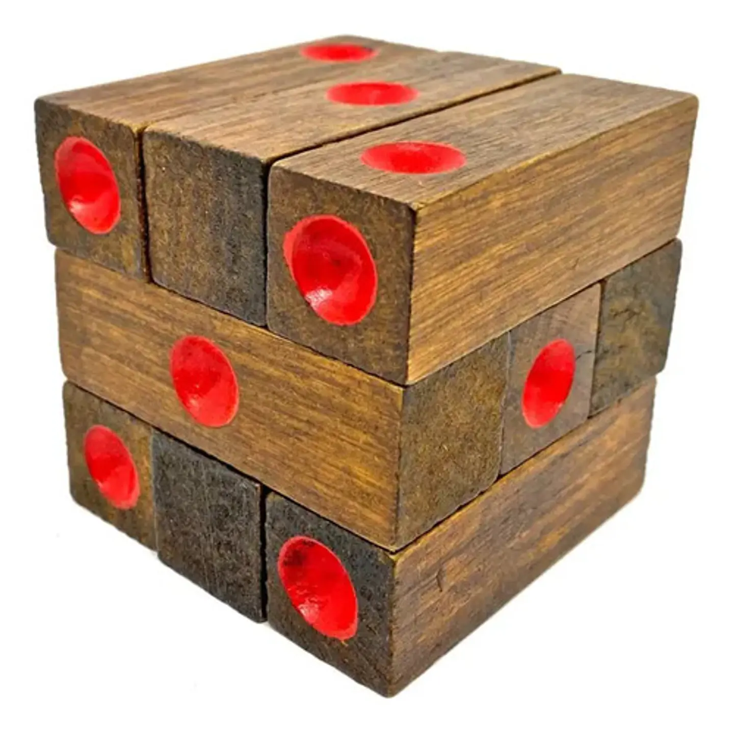 Juego Destreza Cubo De Madera Bola Para 2 Jugadores 2