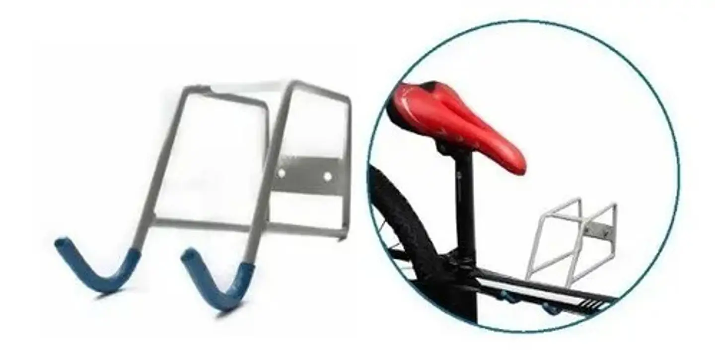 Gancho Bicicleta Anclaje Pared Horizontal Negro Acero Con Tornillos 2