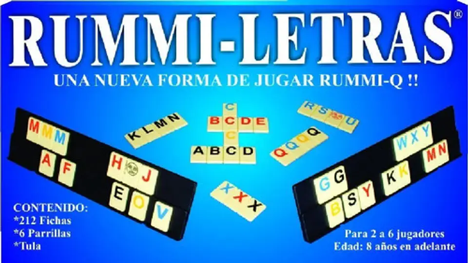 Juego de Mesa Rummi-Letras Edición Caja para 2-6 Jugadores con 212 Fichas 1