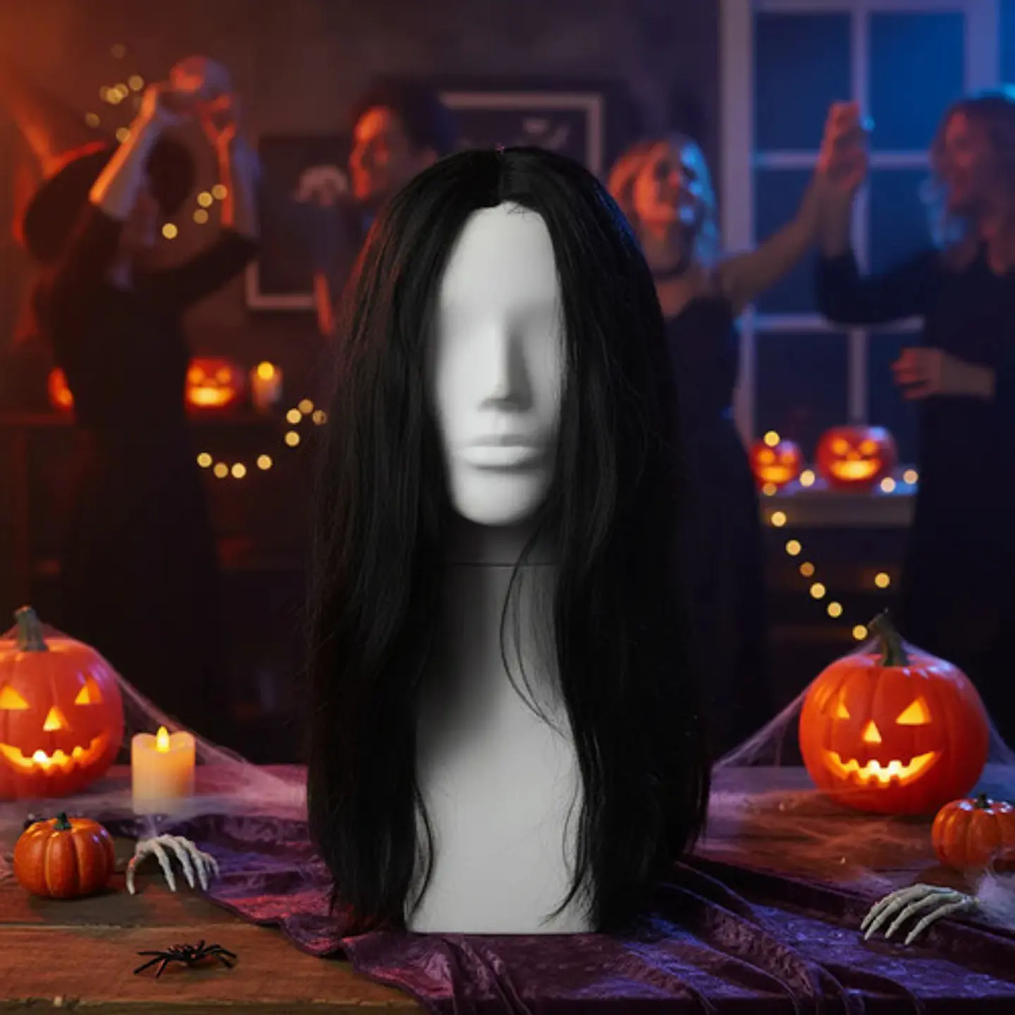 Peluca Negra  Disfraz  Halloween Ref Mp372-2 2