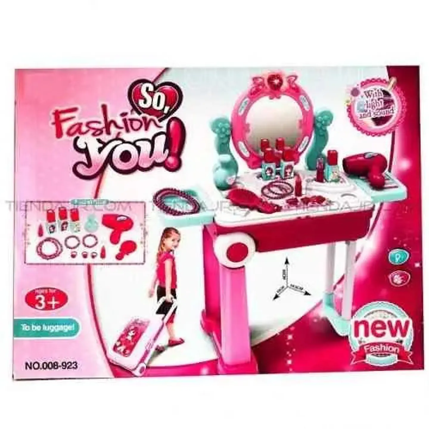 Dayotoys Set Tocador Niñas Plástico Rosa Incluye Accesorios Y Taburete Rosa Chicle 1