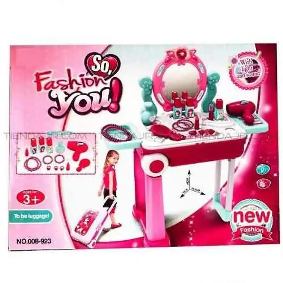 Dayotoys Set Tocador Niñas Plástico Rosa Incluye Accesorios Y Taburete Rosa Chicle 1