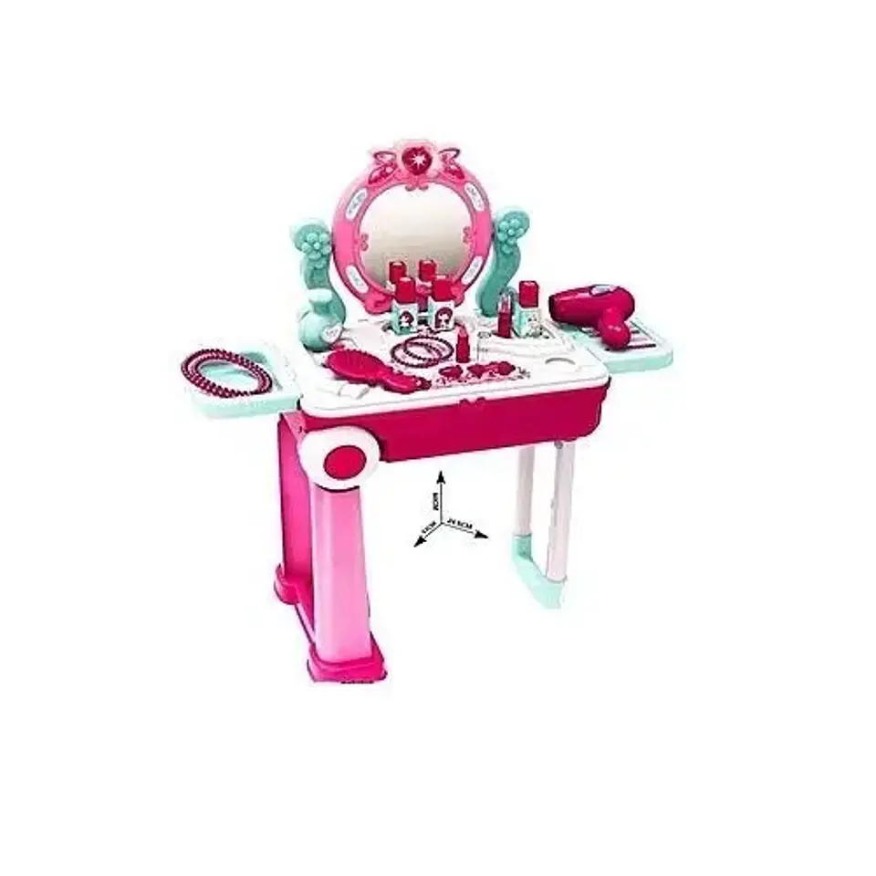 Dayotoys Set Tocador Niñas Plástico Rosa Incluye Accesorios Y Taburete Rosa Chicle 2