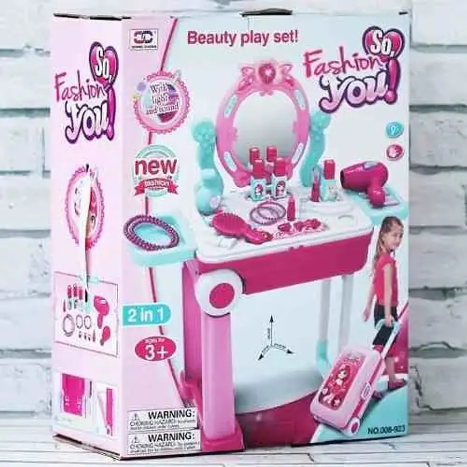 Dayotoys Set Tocador Niñas Plástico Rosa Incluye Accesorios Y Taburete Rosa Chicle 6