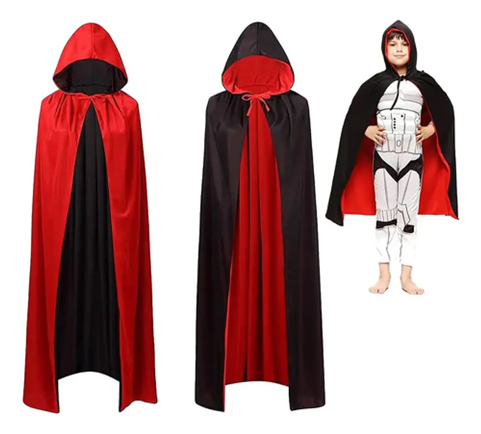 Capa Negra Con Rojo 90 Cm Halloween  Rerf  Mp853  1
