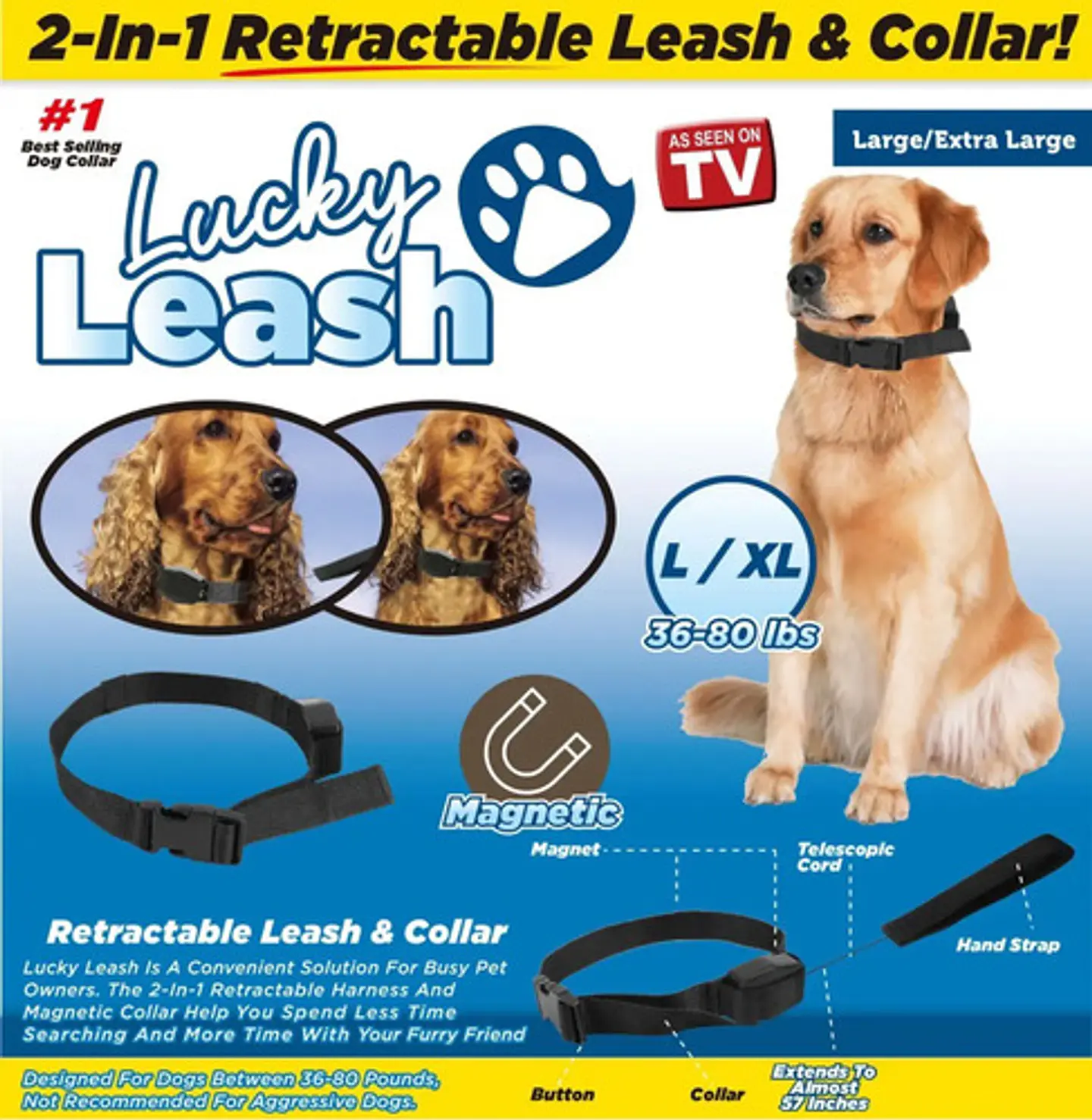 Lucky Leash 2 En 1 Collar Magnético L/xl 21187 4