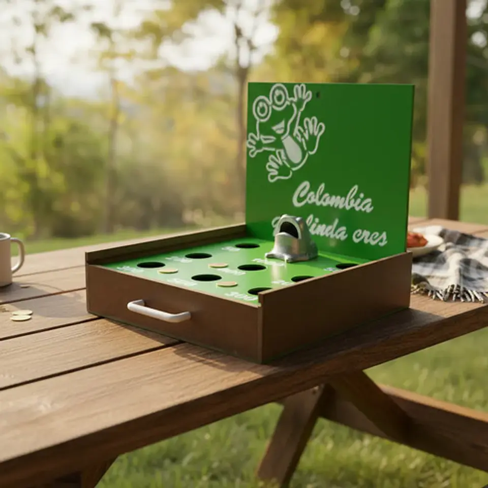Juego De Rana Portátil En Madera Para Mesa Artesanal 4