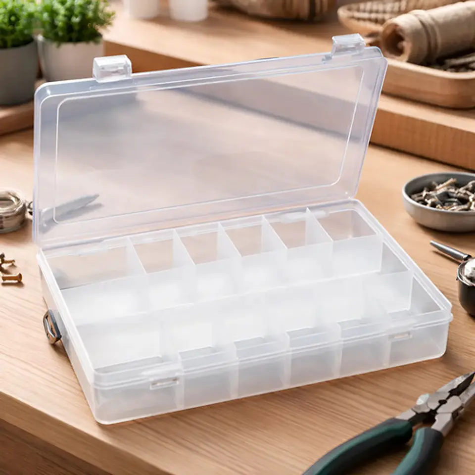 Caja Organizadora Multiusos Compartimentos Botones Tuercas Transparente 1