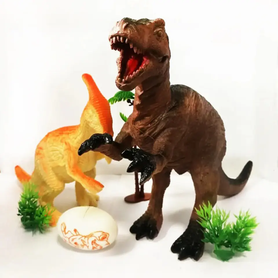Set De Dinosaurios En Caucho X 2 Con Arboles Ref. Hq 1