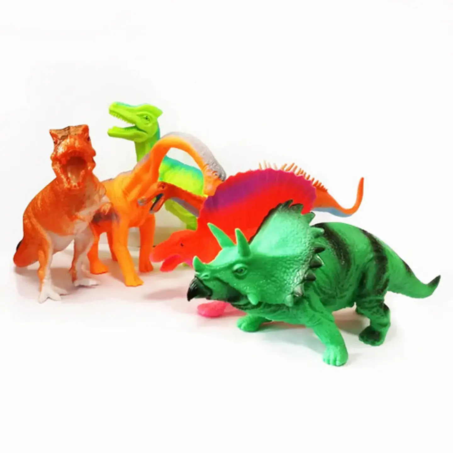 Set De Dinosaurios En Caucho Colores Vivos X6 Ref. 6941  1
