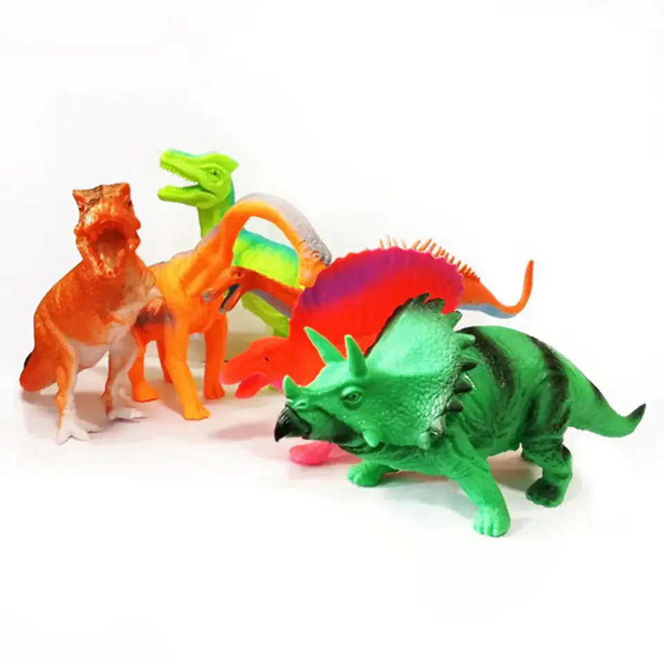 Set De Dinosaurios En Caucho Colores Vivos X6 Ref. 6941  1