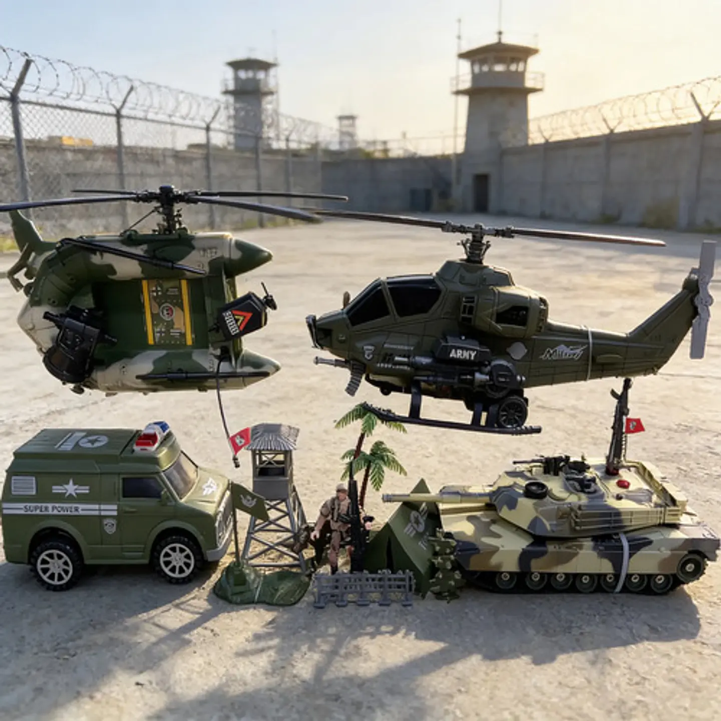 Set Militar Juguetes Army Force 13 Piezas Tanque Helicóptero 1