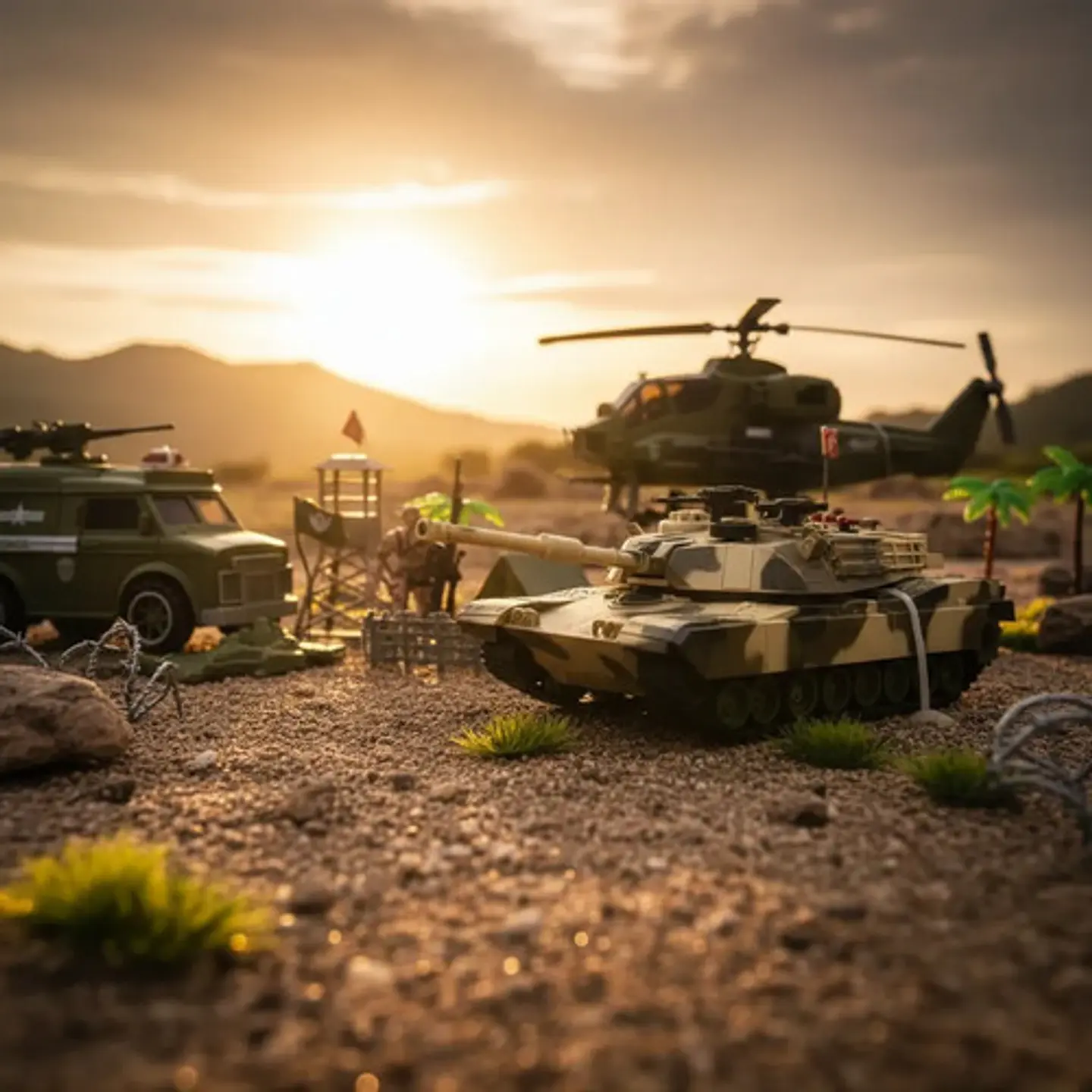 Set Militar Juguetes Army Force 13 Piezas Tanque Helicóptero 2