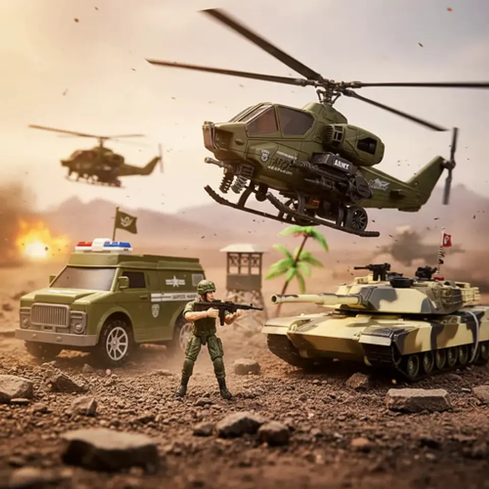 Set Militar Juguetes Army Force 13 Piezas Tanque Helicóptero 5