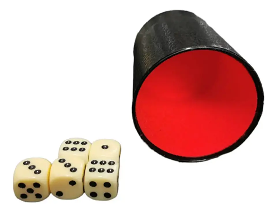 Cacho Yahtzee Juego De Mesa Tatuco Con Paño + 5 Dados 1